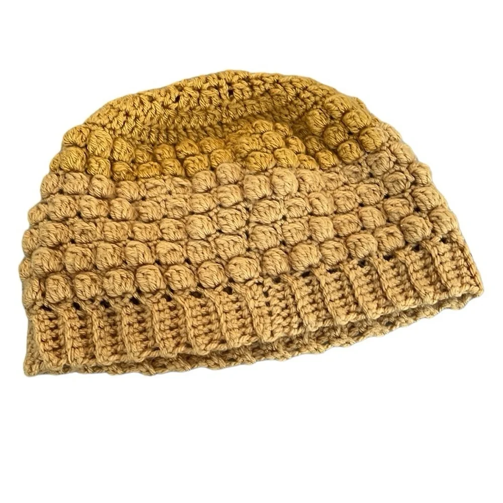 HAND CRAFTED BEANIE KNIT HAT MUSTARD YELLOW